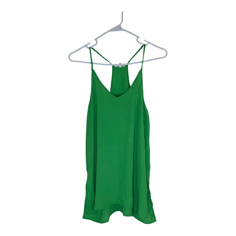 TCEC Tank Top Women Medium Green Racerback High-Low Hem Side Slit Textured